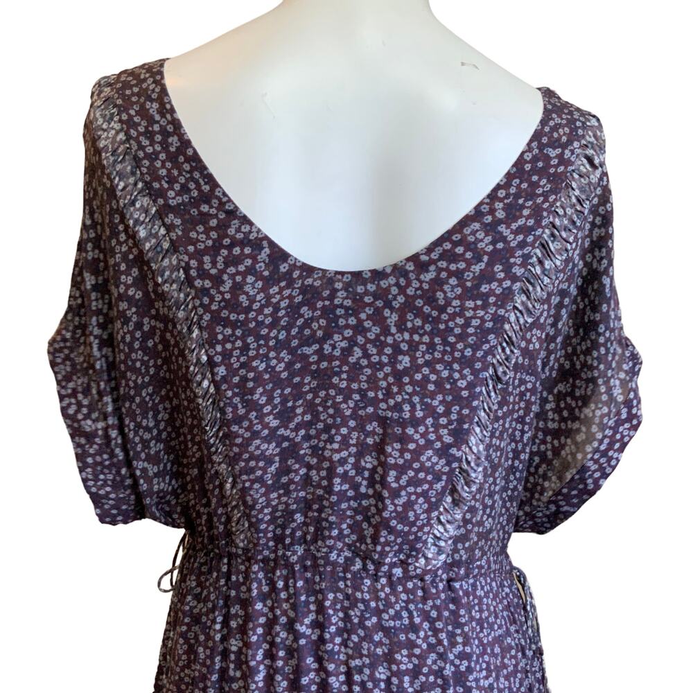 James Perse Purple Ditsy Floral Tiered Midi Dress 2 M - Picture 7 of 10